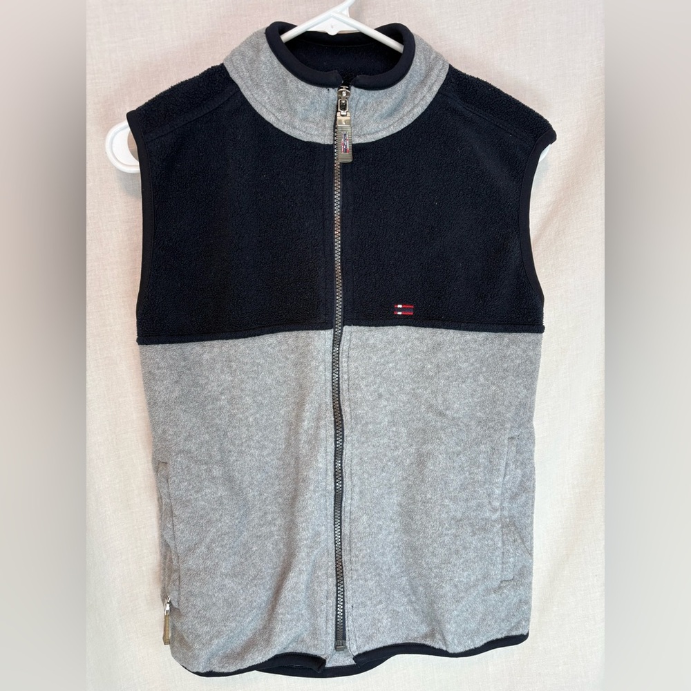 Vtg Bugle Boy Fleece Vest Boys Size Small Gray Blue Full Zip